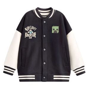 Minecraft Boys Creeper Varsity Jacket / Black